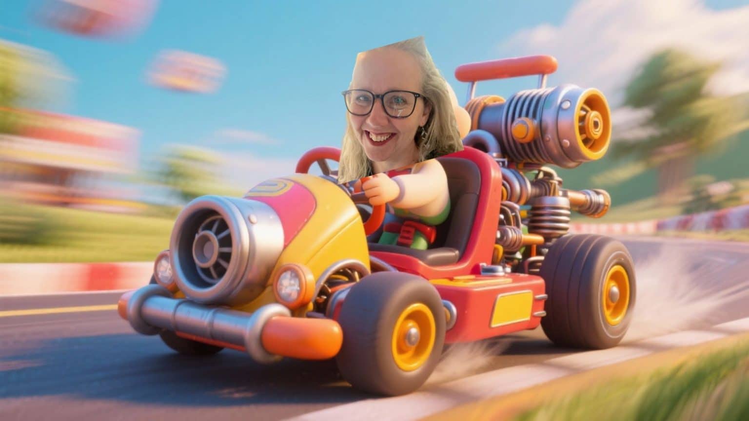 banden voor een gemotoriseerde skelter met Caroline Lip van Banders
