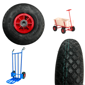 Luchtband wiel 3.00-4 rood Ø20 mm asgat kunststof velg voor steekwagen