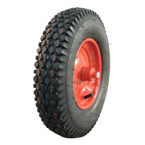luchtband + wiel 4.80/4.00-8 V-6602 6PR + 2.50Ax8 ET0 kruiwagenas 120mm 70 N staal rood